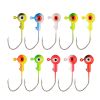 10pcs Round Painted Ball Head Jig Hooks Kit For Soft Baits; Fishing Lures; For Bass Trout Freshwater Saltwater